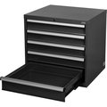 Global Industrial Modular 5 Drawer Cabinet with Lock w/o Dividers, 30Wx27Dx29-1/2H, Black 493320BK